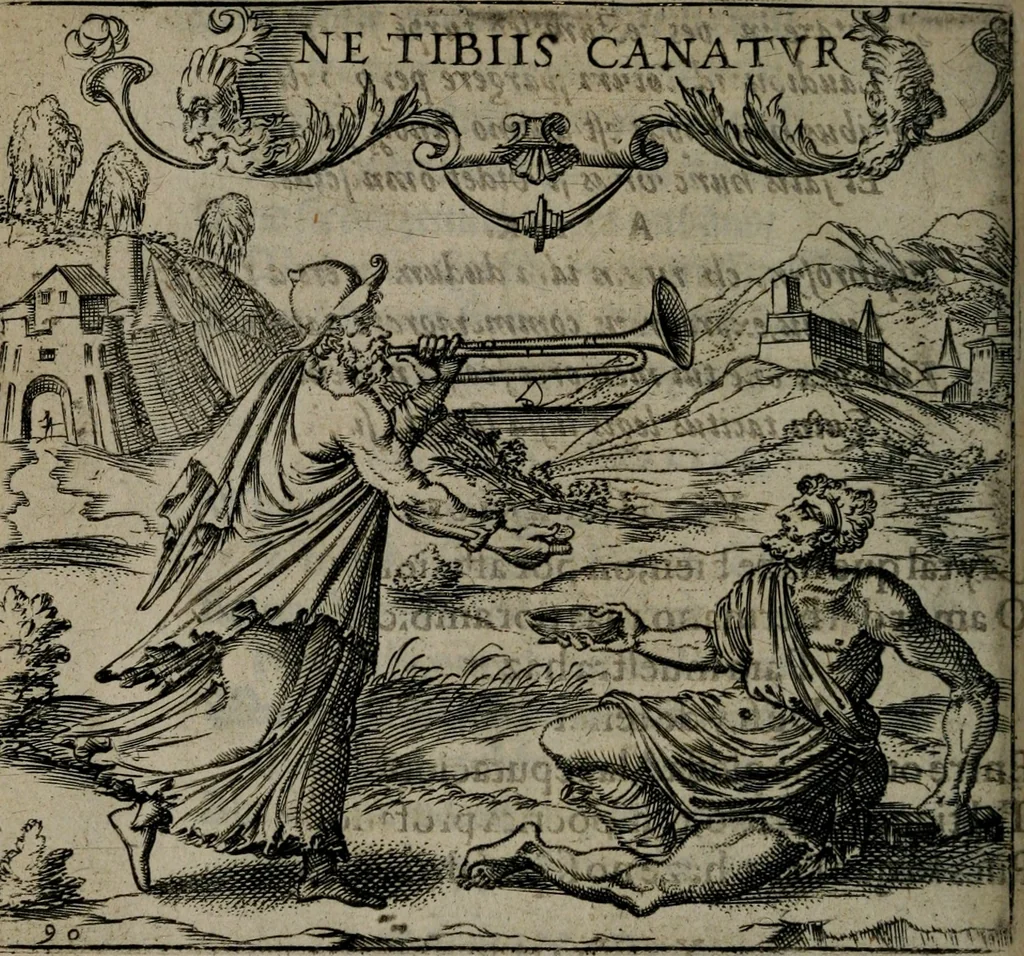 An illustration from Monumenta emblematorum Christianorum virtutum : tum politicarum, tum oeconomicarum chorum centuria una adumbrantia. ..., 1619, leaf 397