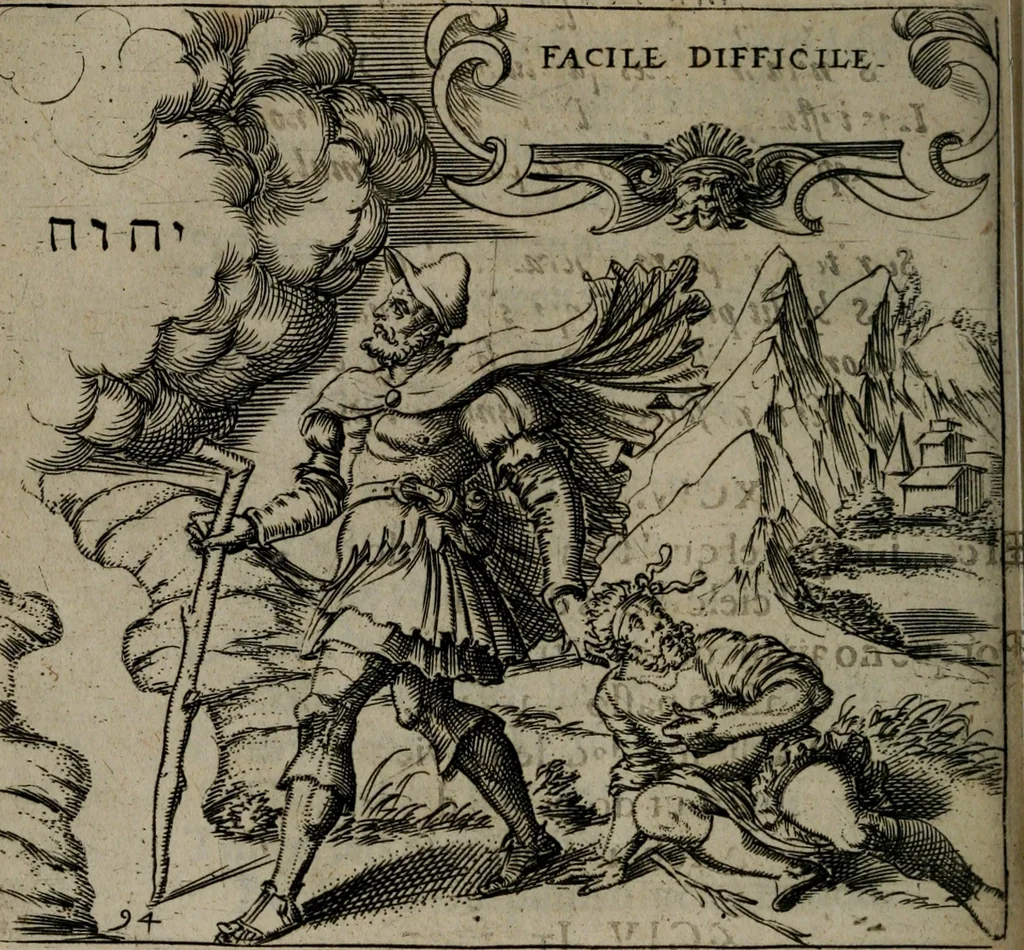 An illustration from Monumenta emblematorum Christianorum virtutum : tum politicarum, tum oeconomicarum chorum centuria una adumbrantia. ..., 1619, leaf 413