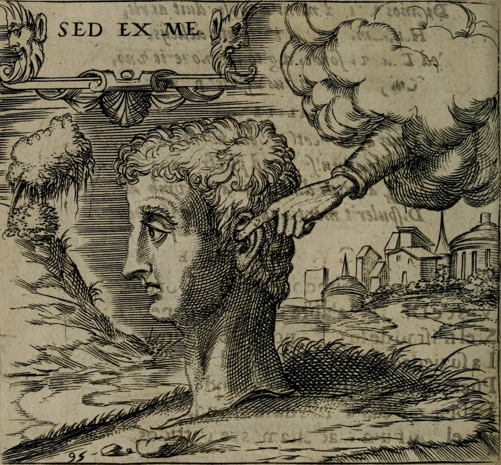 An illustration from Monumenta emblematorum Christianorum virtutum : tum politicarum, tum oeconomicarum chorum centuria una adumbrantia. ..., 1619, leaf 417