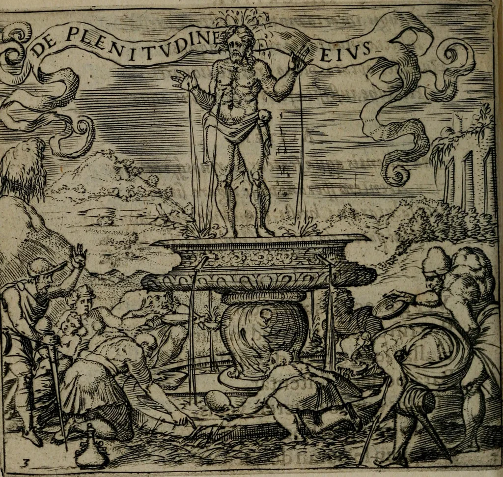 An illustration from Monumenta emblematorum Christianorum virtutum : tum politicarum, tum oeconomicarum chorum centuria una adumbrantia. ..., 1619, leaf 49