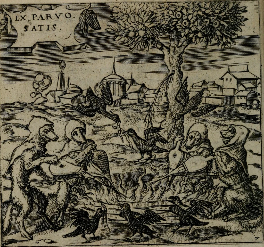 An illustration from Monumenta emblematorum Christianorum virtutum : tum politicarum, tum oeconomicarum chorum centuria una adumbrantia. ..., 1619, leaf 65