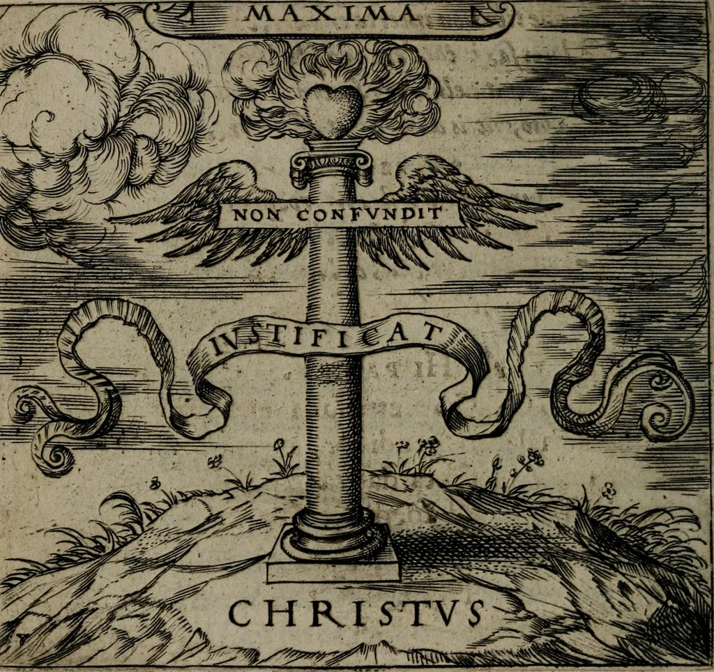 An illustration from Monumenta emblematorum Christianorum virtutum : tum politicarum, tum oeconomicarum chorum centuria una adumbrantia. ..., 1619, leaf 69