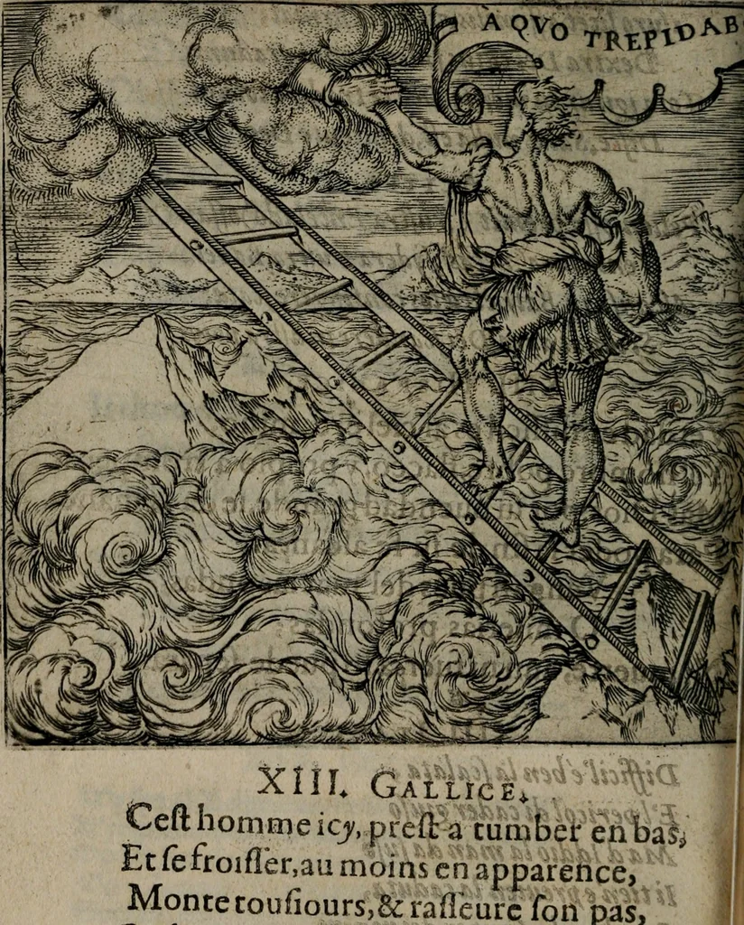 An illustration from Monumenta emblematorum Christianorum virtutum : tum politicarum, tum oeconomicarum chorum centuria una adumbrantia. ..., 1619, leaf 89