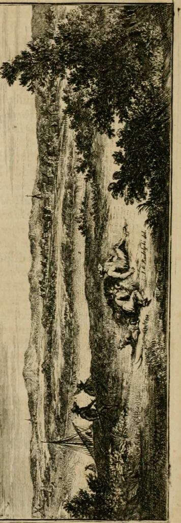 An illustration from Monumenta Paderbornensia : ex historia Romana, Francica, Saxonica eruta, et novis inscriptionibus, figuris, tabulis geographicis & notis illustrata. Accedunt Caroli M. Capitulatio de partibus Saxoniae, ex antiquissimo MS. Palatino Bibliothecae Vaticanae, & Panegyricus Paderbornensis, 1672, leaf 143