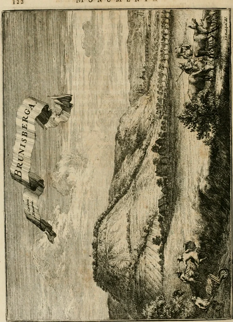 An illustration from Monumenta Paderbornensia : ex historia Romana, Francica, Saxonica eruta, et novis inscriptionibus, figuris, tabulis geographicis & notis illustrata. Accedunt Caroli M. Capitulatio de partibus Saxoniae, ex antiquissimo MS. Palatino Bibliothecae Vaticanae, & Panegyricus Paderbornensis, 1672, leaf 189
