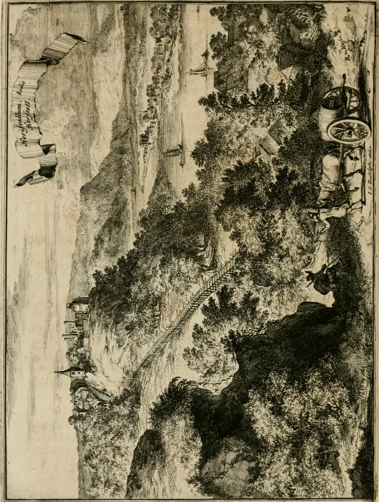 An illustration from Monumenta Paderbornensia : ex historia Romana, Francica, Saxonica eruta, et novis inscriptionibus, figuris, tabulis geographicis & notis illustrata. Accedunt Caroli M. Capitulatio de partibus Saxoniae, ex antiquissimo MS. Palatino Bibliothecae Vaticanae, & Panegyricus Paderbornensis, 1672, leaf 281