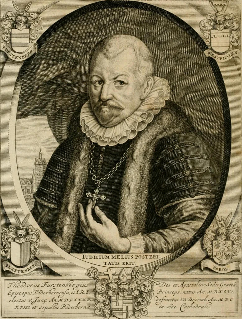 An illustration from Monumenta Paderbornensia : ex historia Romana, Francica, Saxonica eruta, et novis inscriptionibus, figuris, tabulis geographicis & notis illustrata. Accedunt Caroli M. Capitulatio de partibus Saxoniae, ex antiquissimo MS. Palatino Bibliothecae Vaticanae, & Panegyricus Paderbornensis, 1672, leaf 441