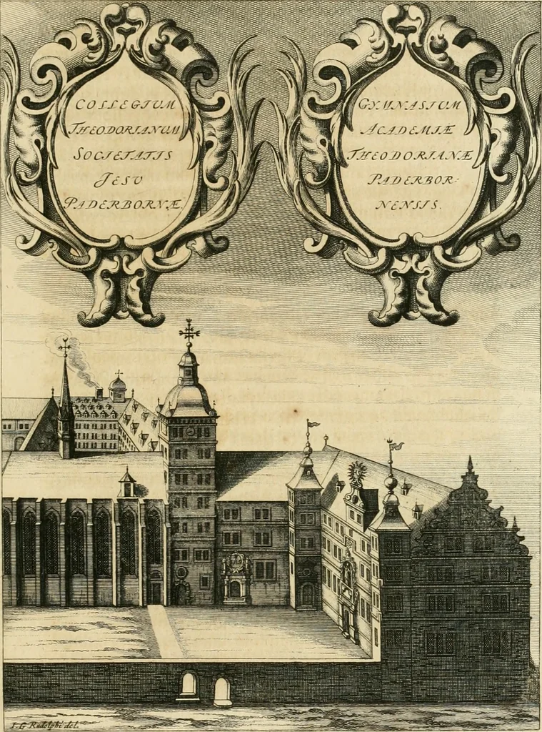 An illustration from Monumenta Paderbornensia : ex historia Romana, Francica, Saxonica eruta, et novis inscriptionibus, figuris, tabulis geographicis & notis illustrata. Accedunt Caroli M. Capitulatio de partibus Saxoniae, ex antiquissimo MS. Palatino Bibliothecae Vaticanae, & Panegyricus Paderbornensis, 1672, leaf 562