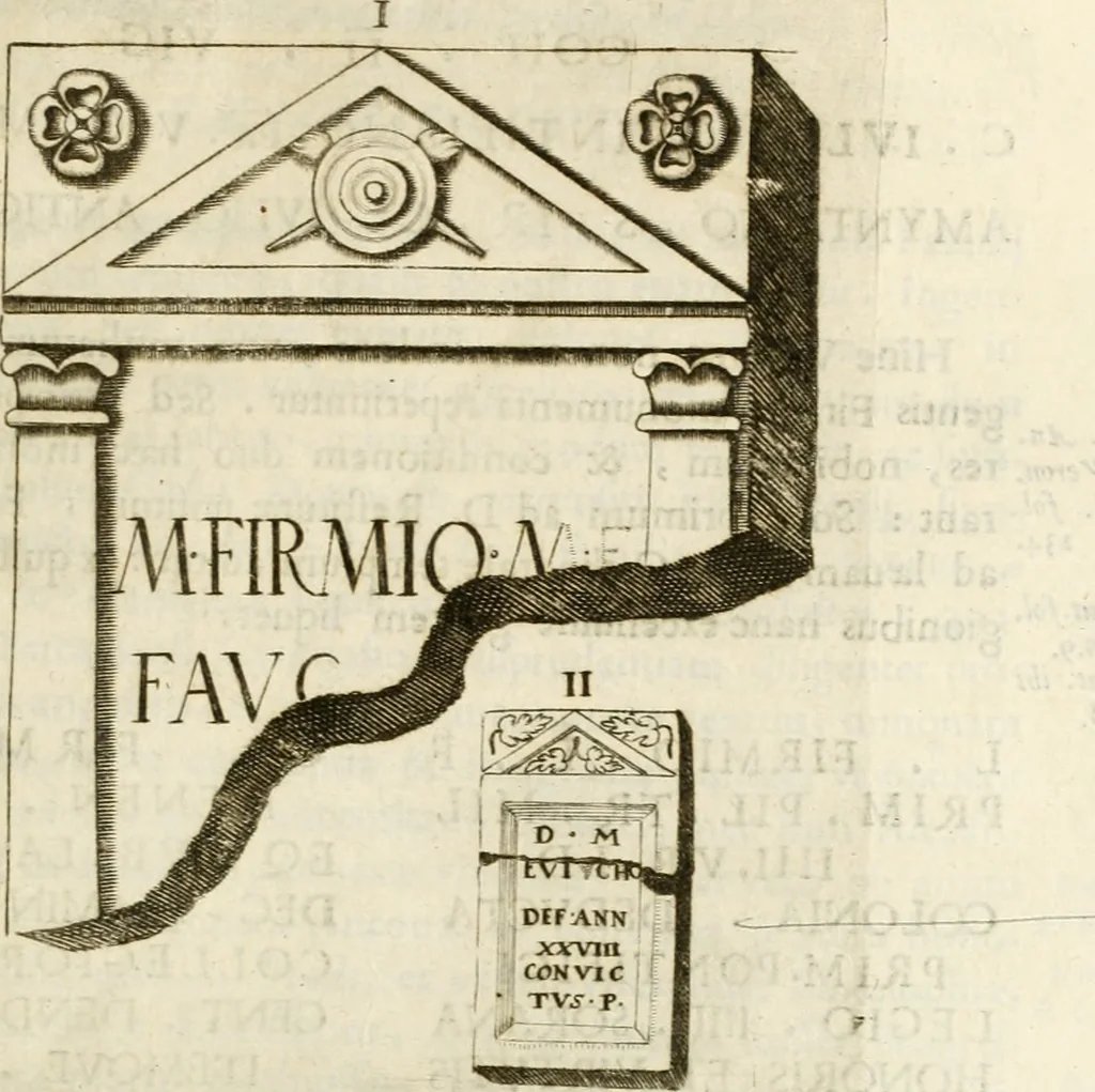 An illustration from Monumenta Patauina, Sertorii Vrsati studio collecta, digesta, explicata, suisque iconibus expressa, 1652, leaf 186