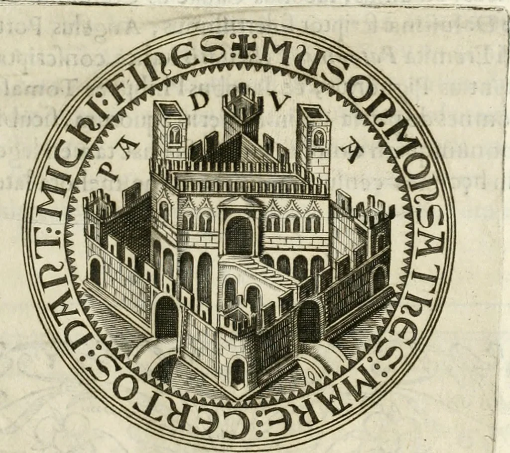 An illustration from Monumenta Patauina, Sertorii Vrsati studio collecta, digesta, explicata, suisque iconibus expressa, 1652, leaf 28