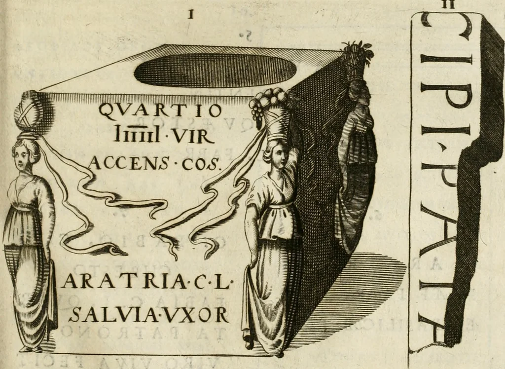 An illustration from Monumenta Patauina, Sertorii Vrsati studio collecta, digesta, explicata, suisque iconibus expressa, 1652, leaf 286