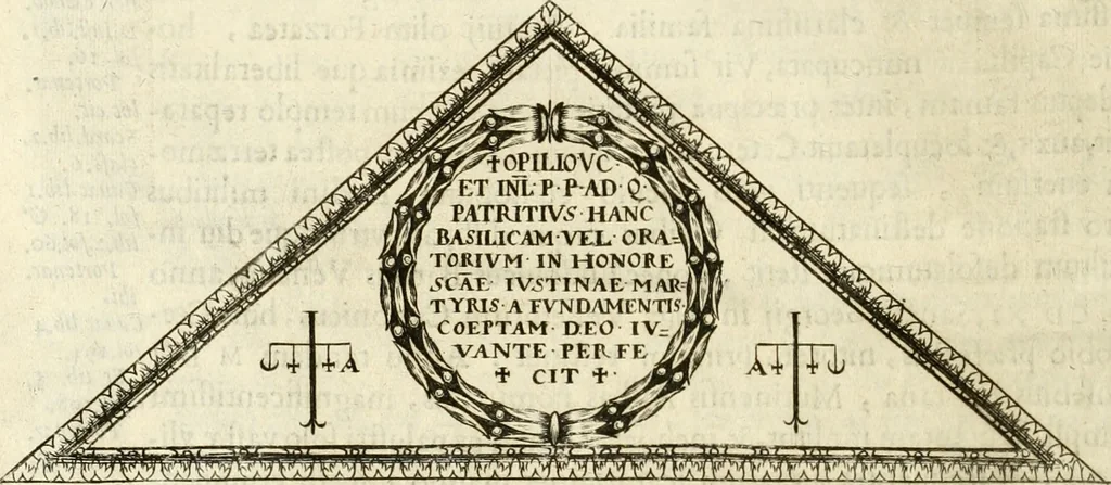 An illustration from Monumenta Patauina, Sertorii Vrsati studio collecta, digesta, explicata, suisque iconibus expressa, 1652, leaf 37
