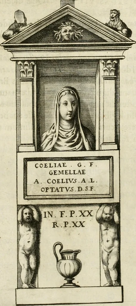 An illustration from Monumenta Patauina, Sertorii Vrsati studio collecta, digesta, explicata, suisque iconibus expressa, 1652, leaf 48