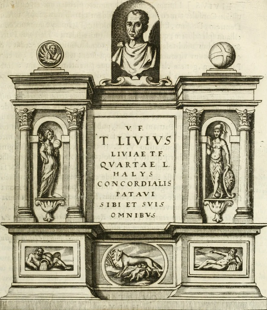 An illustration from Monumenta Patauina, Sertorii Vrsati studio collecta, digesta, explicata, suisque iconibus expressa, 1652, leaf 52