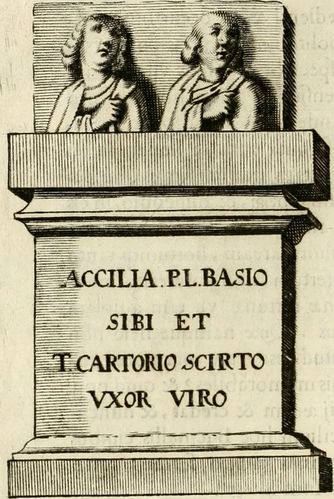 An illustration from Monumenta Patauina, Sertorii Vrsati studio collecta, digesta, explicata, suisque iconibus expressa, 1652, leaf 75