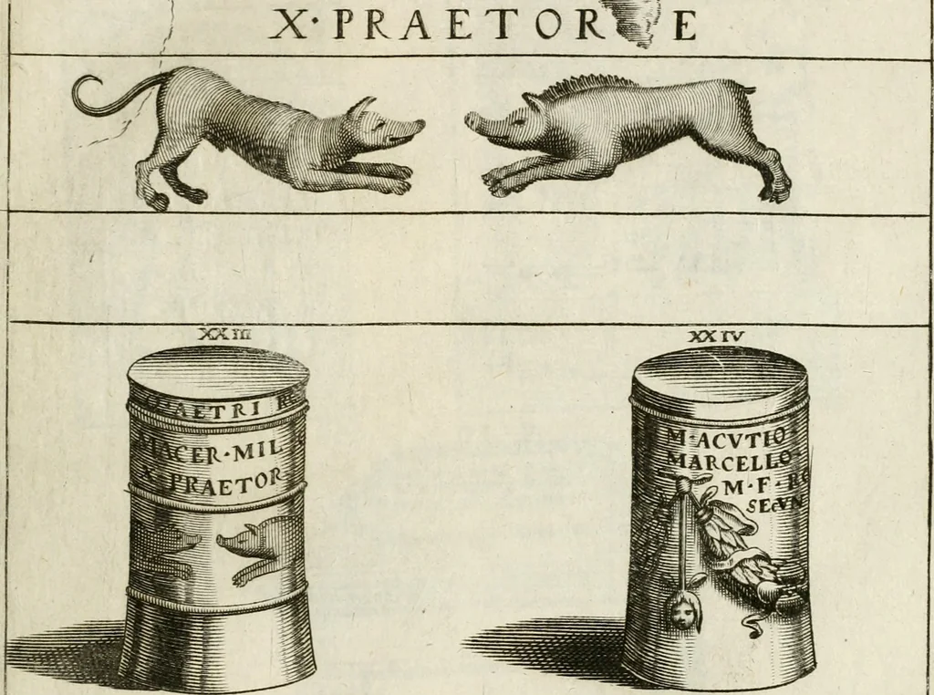 An illustration from Monumenta Patauina, Sertorii Vrsati studio collecta, digesta, explicata, suisque iconibus expressa, 1652, leaf 86