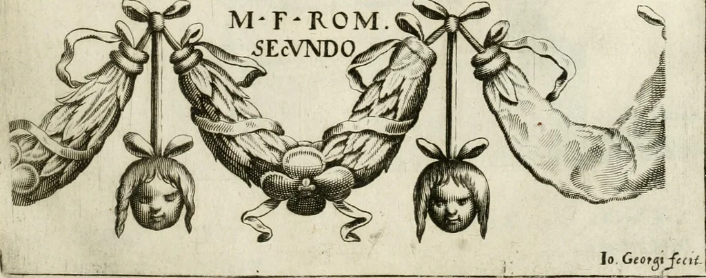 An illustration from Monumenta Patauina, Sertorii Vrsati studio collecta, digesta, explicata, suisque iconibus expressa, 1652, leaf 86
