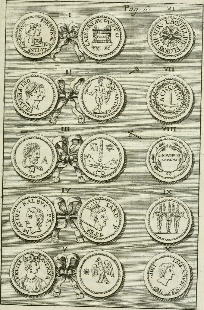 An illustration from Monumenta veteris Antii, hoc est, Inscriptio M. Aquilii et tabula solis Mithrae variis figuris & symbolis exsculpta quae nuper inibi reperta, nunc prodeunt commentari illustrata, & accuratè explicata : accedunt Dissertationes de Beleno et aliis quibusdam Aquilejensium diis. et De colonia Forojuliensi, 1700, leaf 26