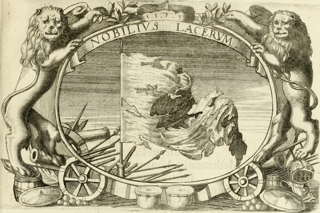 An illustration from Monumentum extremi honoris, perennis virtutis piis manibus serenissimi ac potentissimi principis Ferdinandi Mariae, utriusque Bavariae at superioris Palatinatus ducis ... : in Regio Electorali Templo RR. PP. Clericorum Regularium erectum ac nuncupatum, 1679, leaf 144