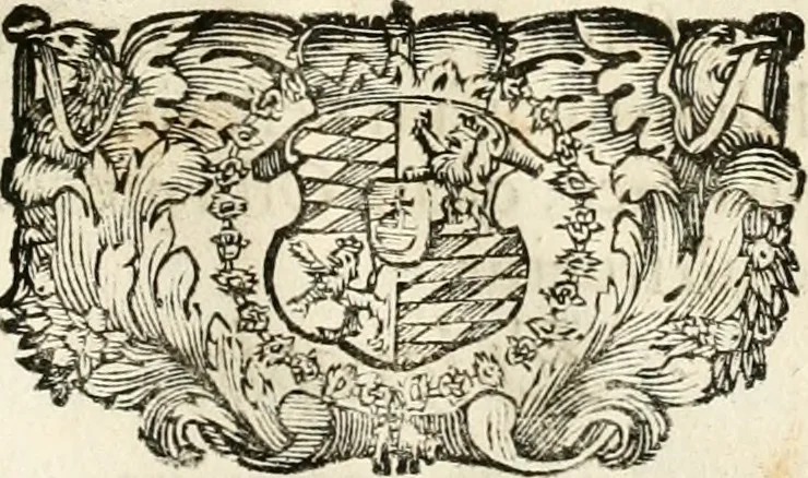An illustration from Monumentum extremi honoris, perennis virtutis piis manibus serenissimi ac potentissimi principis Ferdinandi Mariae, utriusque Bavariae at superioris Palatinatus ducis ... : in Regio Electorali Templo RR. PP. Clericorum Regularium erectum ac nuncupatum, 1679, leaf 154