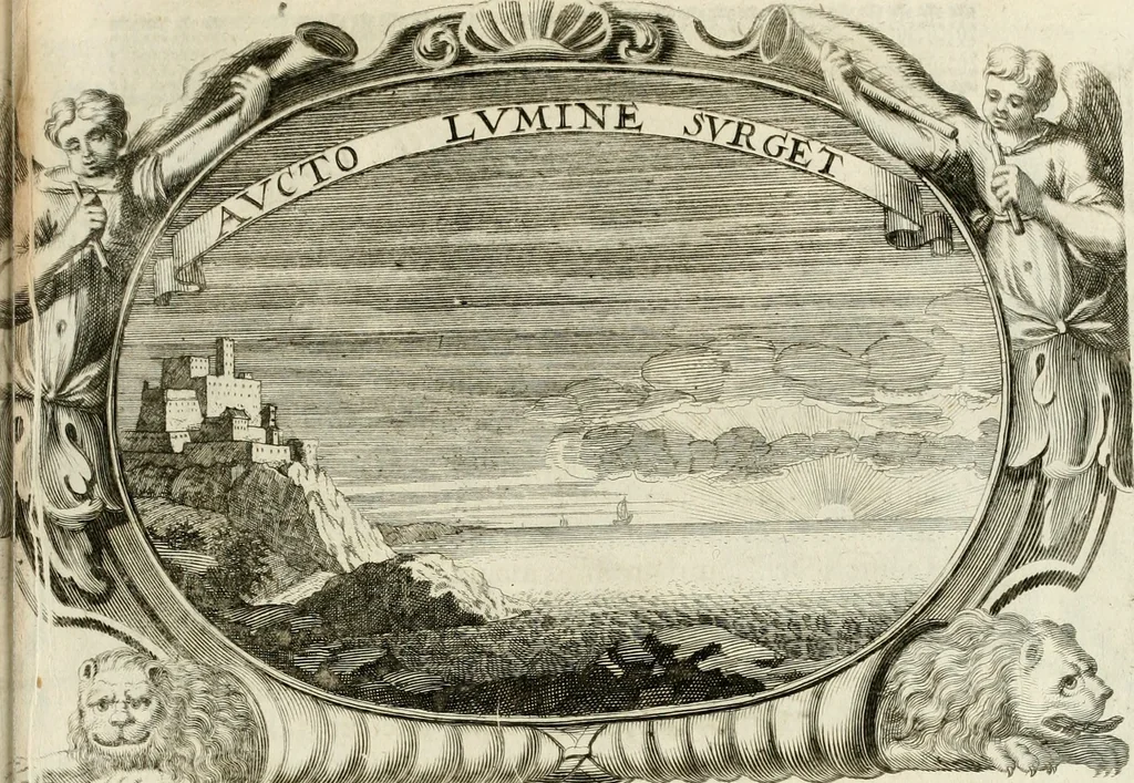 An illustration from Monumentum extremi honoris, perennis virtutis piis manibus serenissimi ac potentissimi principis Ferdinandi Mariae, utriusque Bavariae at superioris Palatinatus ducis ... : in Regio Electorali Templo RR. PP. Clericorum Regularium erectum ac nuncupatum, 1679, leaf 166