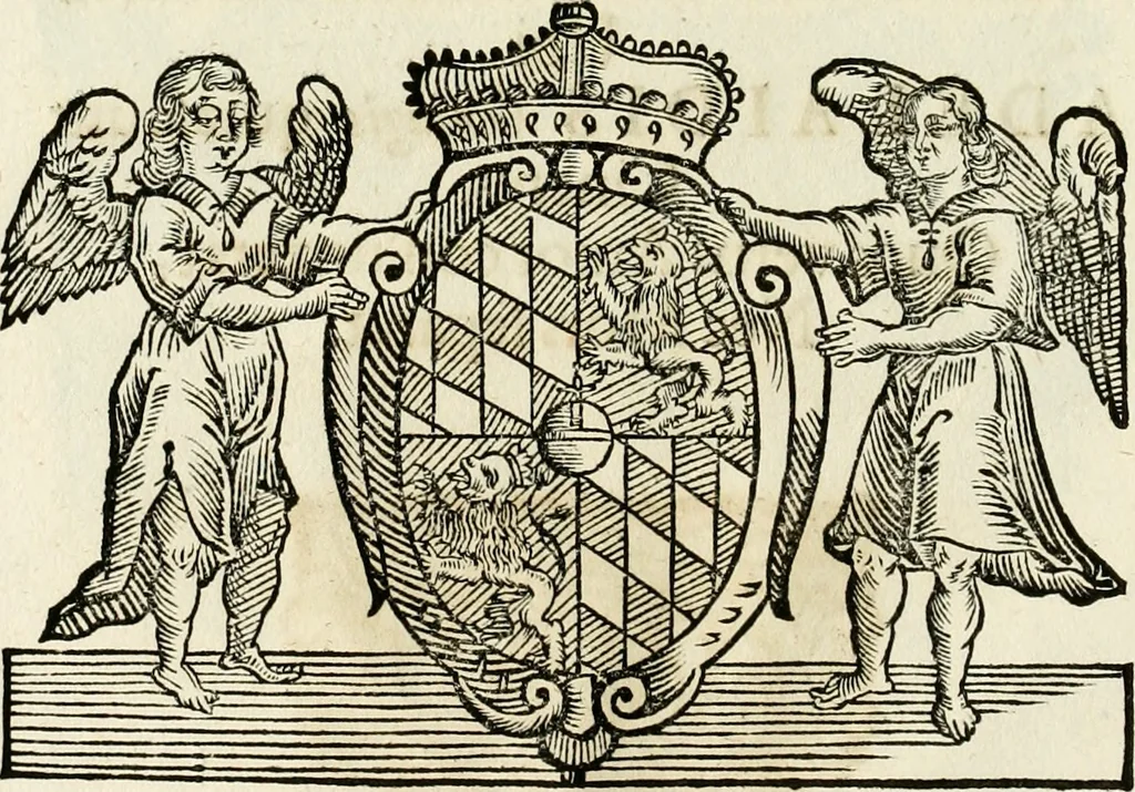 An illustration from Monumentum extremi honoris, perennis virtutis piis manibus serenissimi ac potentissimi principis Ferdinandi Mariae, utriusque Bavariae at superioris Palatinatus ducis ... : in Regio Electorali Templo RR. PP. Clericorum Regularium erectum ac nuncupatum, 1679, leaf 33