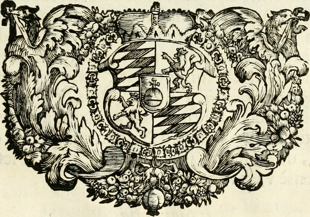An illustration from Monumentum extremi honoris, perennis virtutis piis manibus serenissimi ac potentissimi principis Ferdinandi Mariae, utriusque Bavariae at superioris Palatinatus ducis ... : in Regio Electorali Templo RR. PP. Clericorum Regularium erectum ac nuncupatum, 1679, leaf 66