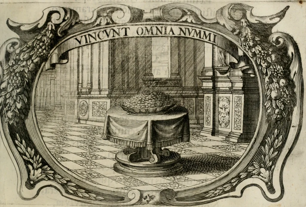 An illustration from Monumentum extremi honoris : perennis virtutis piis manibus serenissimi ac potentissimi principis Ferdinandi Mariae, utriusque Bavariae, ac superioris Palatinatus ducis ... : in Regio Electorali Templo RR. PP. Clericorum Regularium erectum ac nuncupatum, 1679, leaf 136