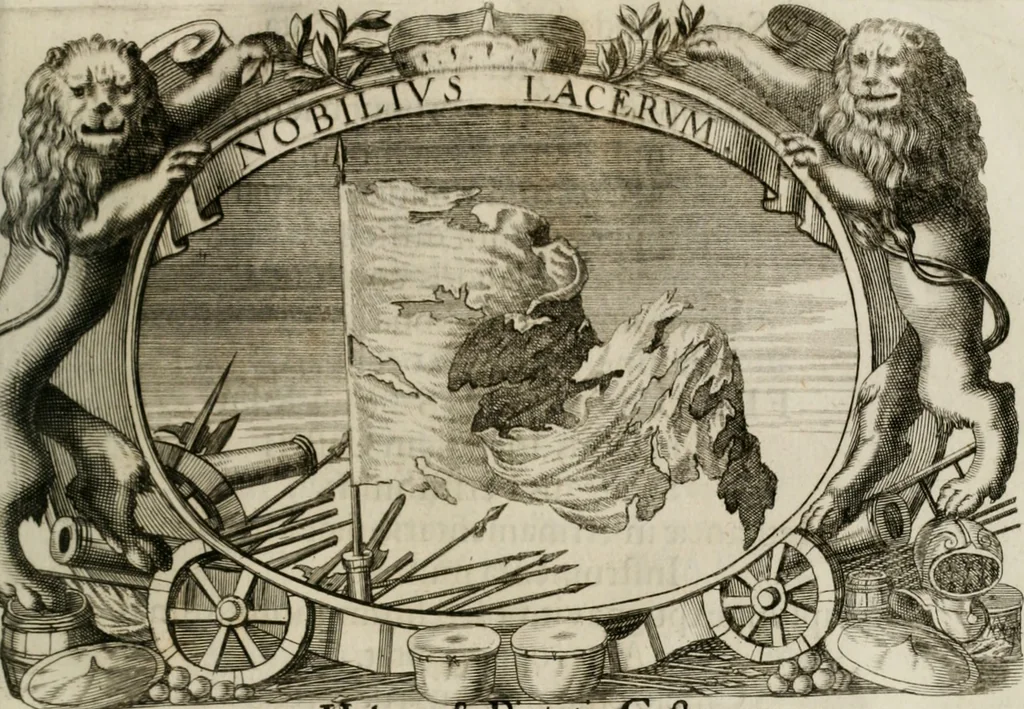 An illustration from Monumentum extremi honoris : perennis virtutis piis manibus serenissimi ac potentissimi principis Ferdinandi Mariae, utriusque Bavariae, ac superioris Palatinatus ducis ... : in Regio Electorali Templo RR. PP. Clericorum Regularium erectum ac nuncupatum, 1679, leaf 144