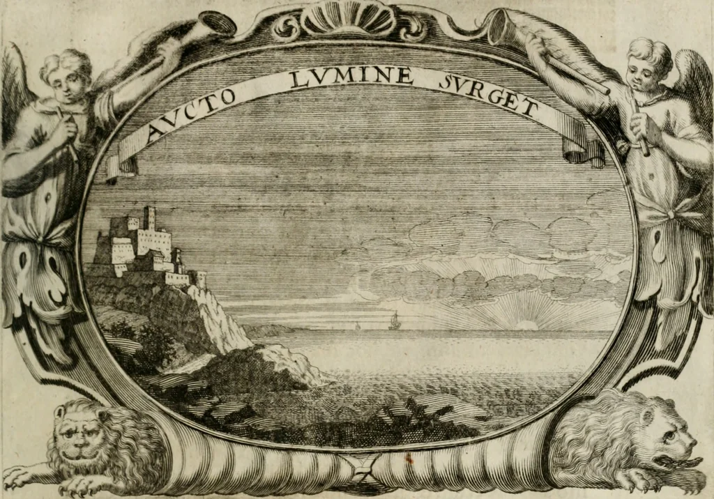 An illustration from Monumentum extremi honoris : perennis virtutis piis manibus serenissimi ac potentissimi principis Ferdinandi Mariae, utriusque Bavariae, ac superioris Palatinatus ducis ... : in Regio Electorali Templo RR. PP. Clericorum Regularium erectum ac nuncupatum, 1679, leaf 166