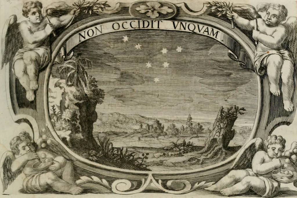 An illustration from Monumentum extremi honoris : perennis virtutis piis manibus serenissimi ac potentissimi principis Ferdinandi Mariae, utriusque Bavariae, ac superioris Palatinatus ducis ... : in Regio Electorali Templo RR. PP. Clericorum Regularium erectum ac nuncupatum, 1679, leaf 172