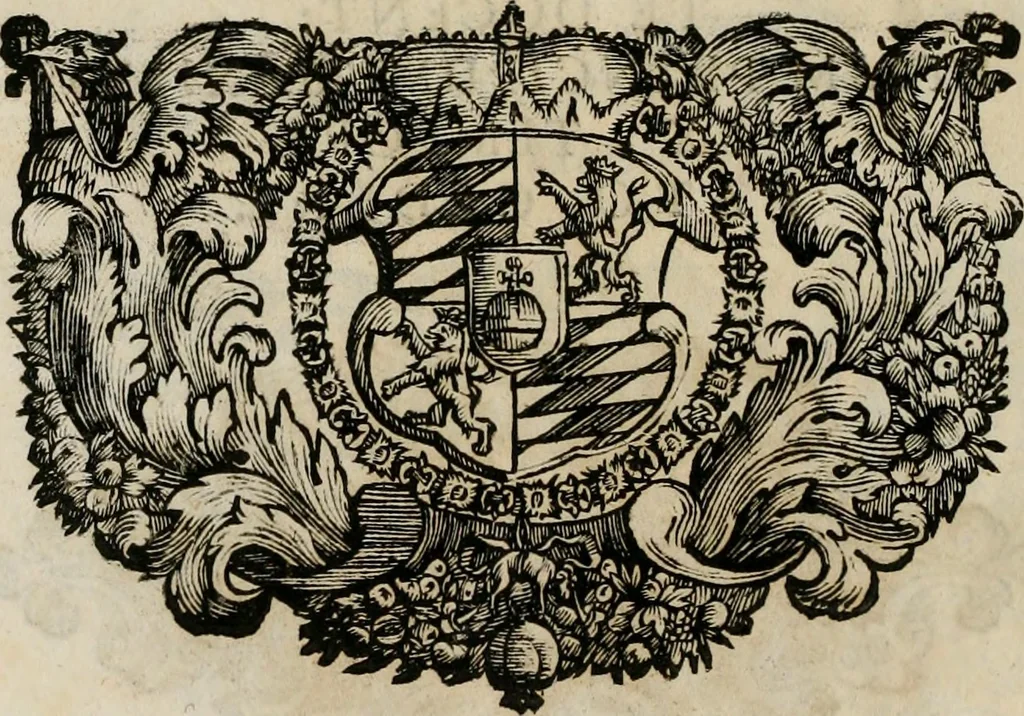 An illustration from Monumentum extremi honoris : perennis virtutis piis manibus serenissimi ac potentissimi principis Ferdinandi Mariae, utriusque Bavariae, ac superioris Palatinatus ducis ... : in Regio Electorali Templo RR. PP. Clericorum Regularium erectum ac nuncupatum, 1679, leaf 31