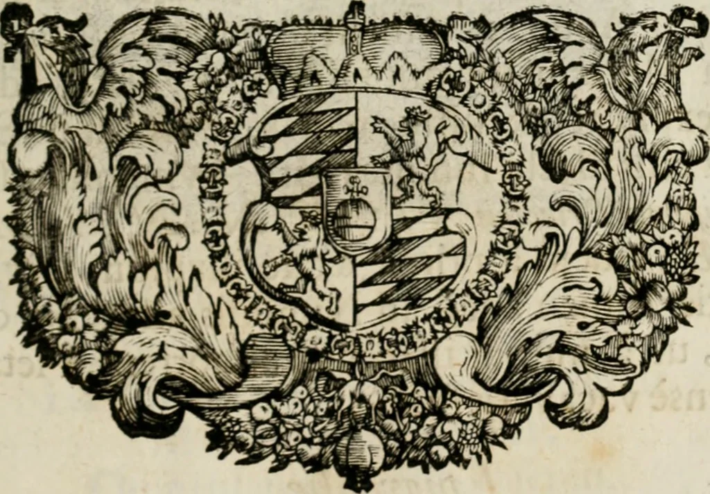 An illustration from Monumentum extremi honoris : perennis virtutis piis manibus serenissimi ac potentissimi principis Ferdinandi Mariae, utriusque Bavariae, ac superioris Palatinatus ducis ... : in Regio Electorali Templo RR. PP. Clericorum Regularium erectum ac nuncupatum, 1679, leaf 66