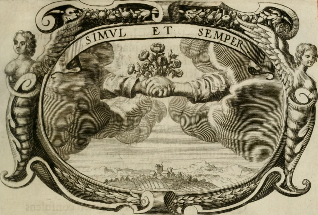 An illustration from Monumentum extremi honoris : perennis virtutis piis manibus serenissimi ac potentissimi principis Ferdinandi Mariae, utriusque Bavariae, ac superioris Palatinatus ducis ... : in Regio Electorali Templo RR. PP. Clericorum Regularium erectum ac nuncupatum, 1679, leaf 72