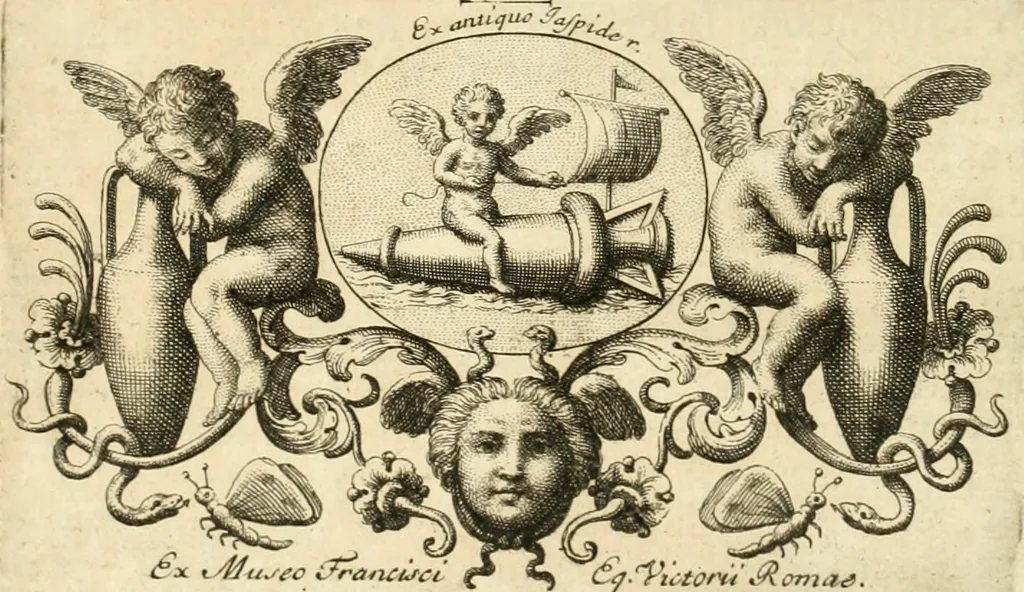 An illustration from Monumentum sive columbarium libertorum et servorum Liviae Augustae et Caesarum : Romae detectum in Via Appia, anno M.D.CC.XXVI., 1727, leaf 103