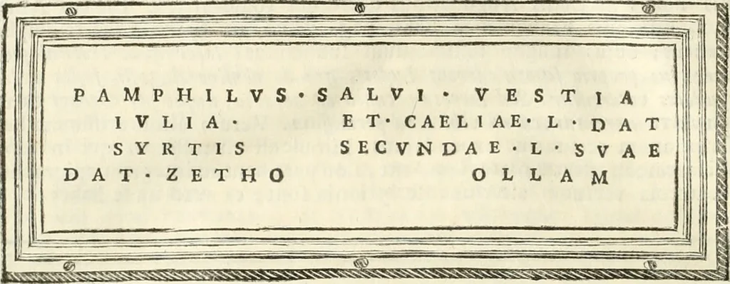 An illustration from Monumentum sive columbarium libertorum et servorum Liviae Augustae et Caesarum : Romae detectum in Via Appia, anno M.D.CC.XXVI., 1727, leaf 175