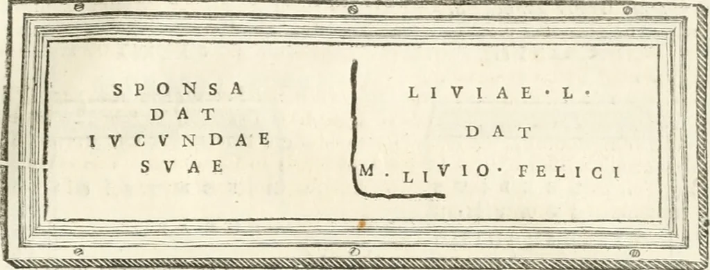 An illustration from Monumentum sive columbarium libertorum et servorum Liviae Augustae et Caesarum : Romae detectum in Via Appia, anno M.D.CC.XXVI., 1727, leaf 204