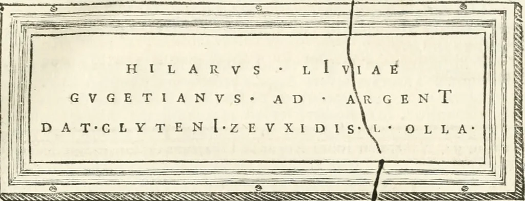 An illustration from Monumentum sive columbarium libertorum et servorum Liviae Augustae et Caesarum : Romae detectum in Via Appia, anno M.D.CC.XXVI., 1727, leaf 230