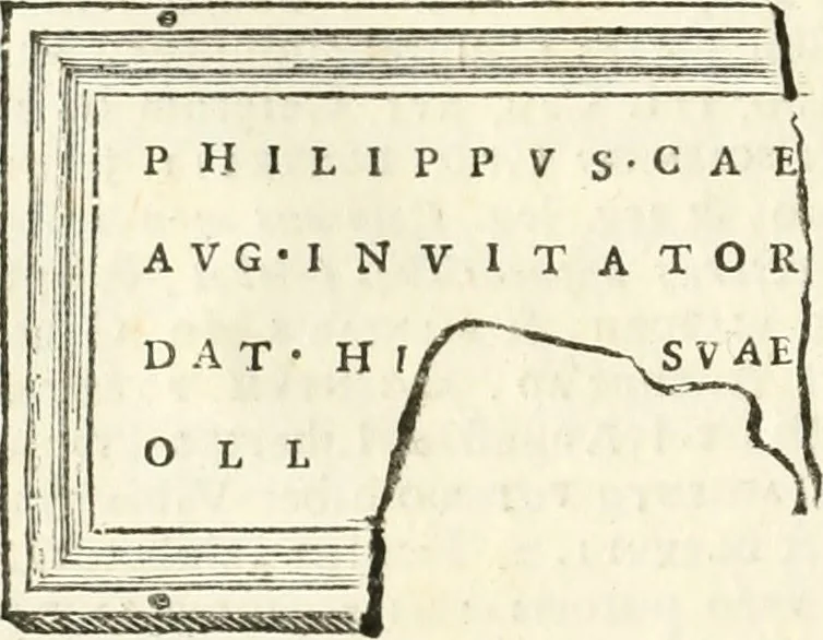 An illustration from Monumentum sive columbarium libertorum et servorum Liviae Augustae et Caesarum : Romae detectum in Via Appia, anno M.D.CC.XXVI., 1727, leaf 231