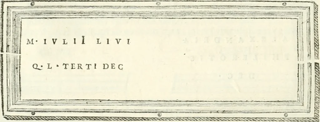 An illustration from Monumentum sive columbarium libertorum et servorum Liviae Augustae et Caesarum : Romae detectum in Via Appia, anno M.D.CC.XXVI., 1727, leaf 235