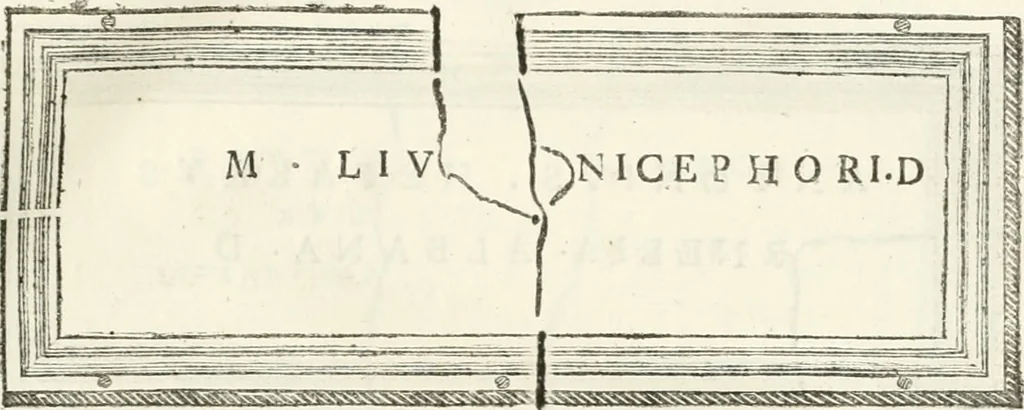 An illustration from Monumentum sive columbarium libertorum et servorum Liviae Augustae et Caesarum : Romae detectum in Via Appia, anno M.D.CC.XXVI., 1727, leaf 236