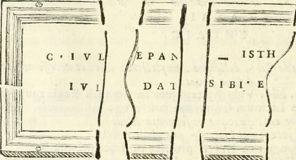 An illustration from Monumentum sive columbarium libertorum et servorum Liviae Augustae et Caesarum : Romae detectum in Via Appia, anno M.D.CC.XXVI., 1727, leaf 253