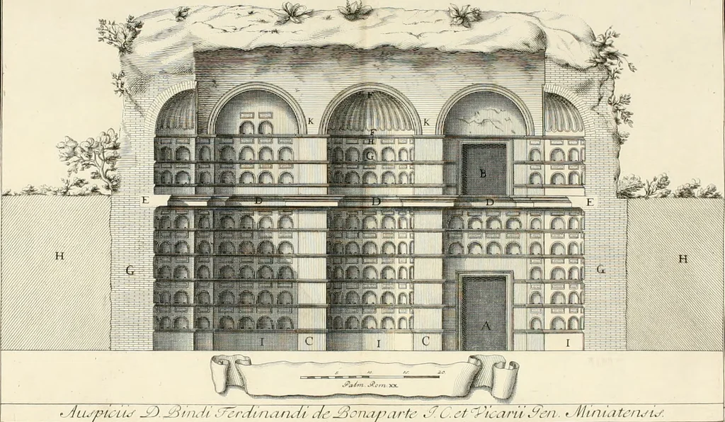An illustration from Monumentum sive columbarium libertorum et servorum Liviae Augustae et Caesarum : Romae detectum in Via Appia, anno M.D.CC.XXVI., 1727, leaf 301