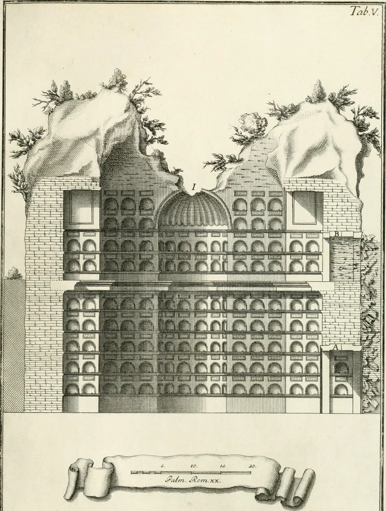 An illustration from Monumentum sive columbarium libertorum et servorum Liviae Augustae et Caesarum : Romae detectum in Via Appia, anno M.D.CC.XXVI., 1727, leaf 304