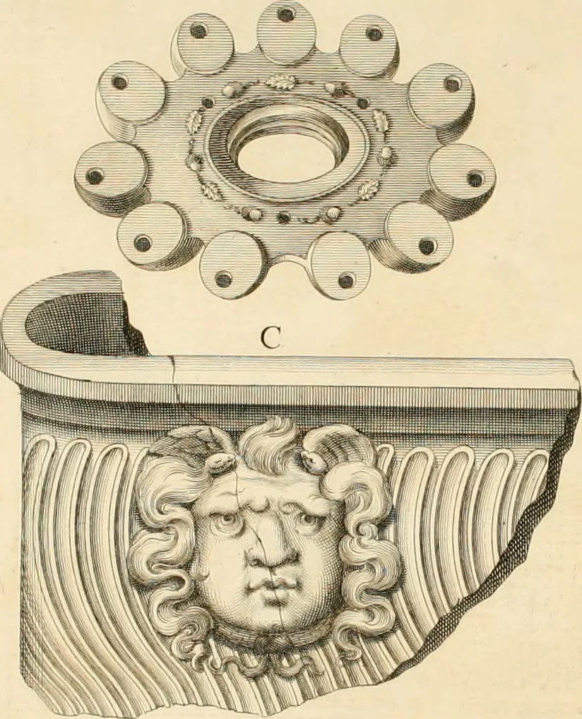 An illustration from Monumentum sive columbarium libertorum et servorum Liviae Augustae et Caesarum : Romae detectum in Via Appia, anno M.D.CC.XXVI., 1727, leaf 315