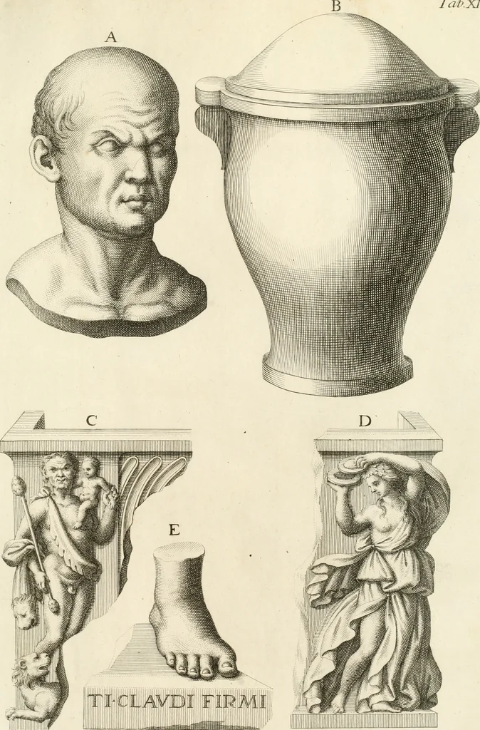 An illustration from Monumentum sive columbarium libertorum et servorum Liviae Augustae et Caesarum : Romae detectum in Via Appia, anno M.D.CC.XXVI., 1727, leaf 316