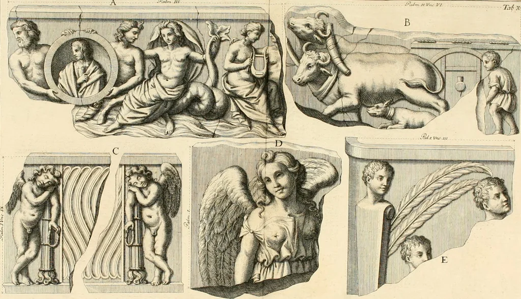 An illustration from Monumentum sive columbarium libertorum et servorum Liviae Augustae et Caesarum : Romae detectum in Via Appia, anno M.D.CC.XXVI., 1727, leaf 319
