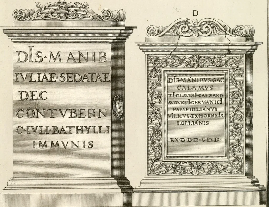 An illustration from Monumentum sive columbarium libertorum et servorum Liviae Augustae et Caesarum : Romae detectum in Via Appia, anno M.D.CC.XXVI., 1727, leaf 322