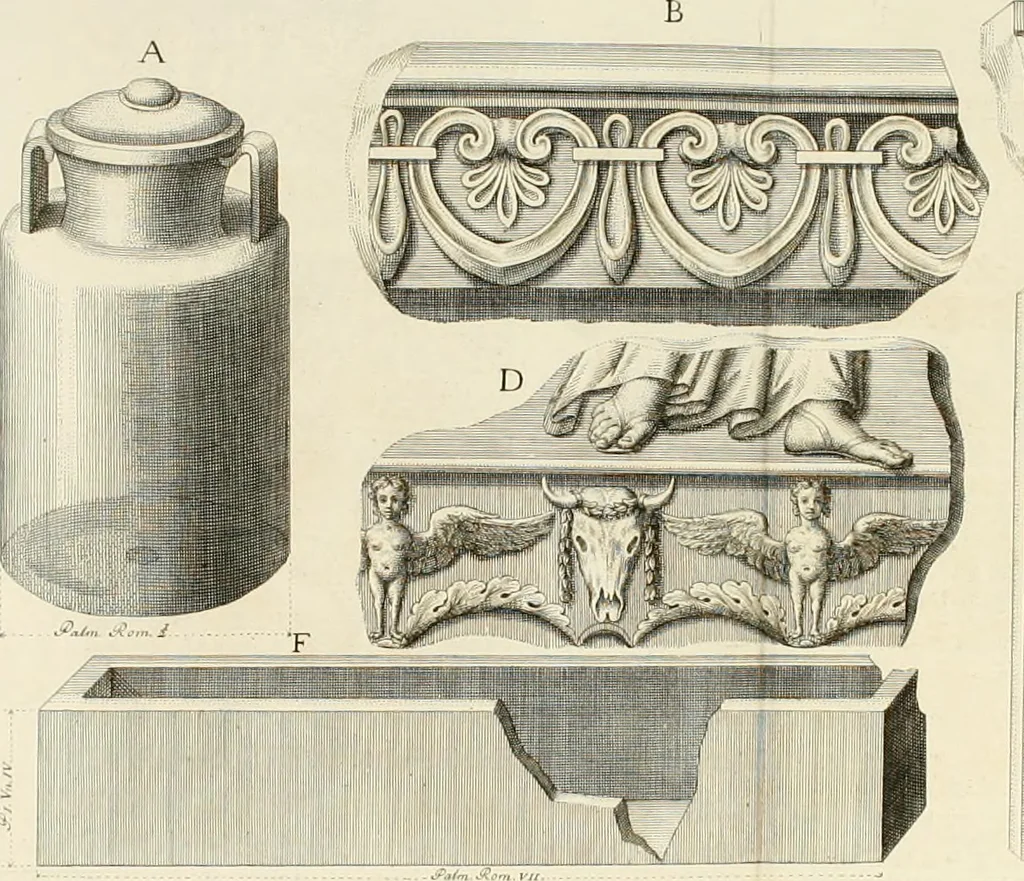 An illustration from Monumentum sive columbarium libertorum et servorum Liviae Augustae et Caesarum : Romae detectum in Via Appia, anno M.D.CC.XXVI., 1727, leaf 327