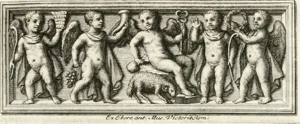 An illustration from Monumentum sive columbarium libertorum et servorum Liviae Augustae et Caesarum : Romae detectum in Via Appia, anno M.D.CC.XXVI., 1727, leaf 6